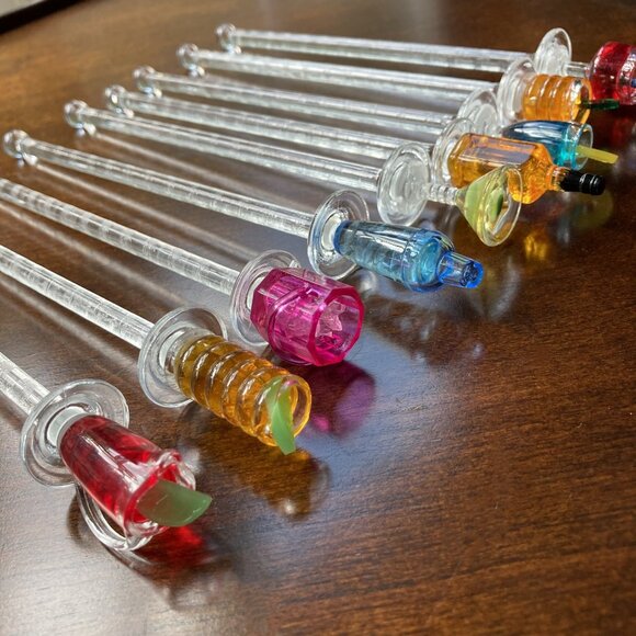 Happy Hour Swizzle Sticks, Miniature Cocktail tops fun party barware, Bartending - Picture 3 of 9